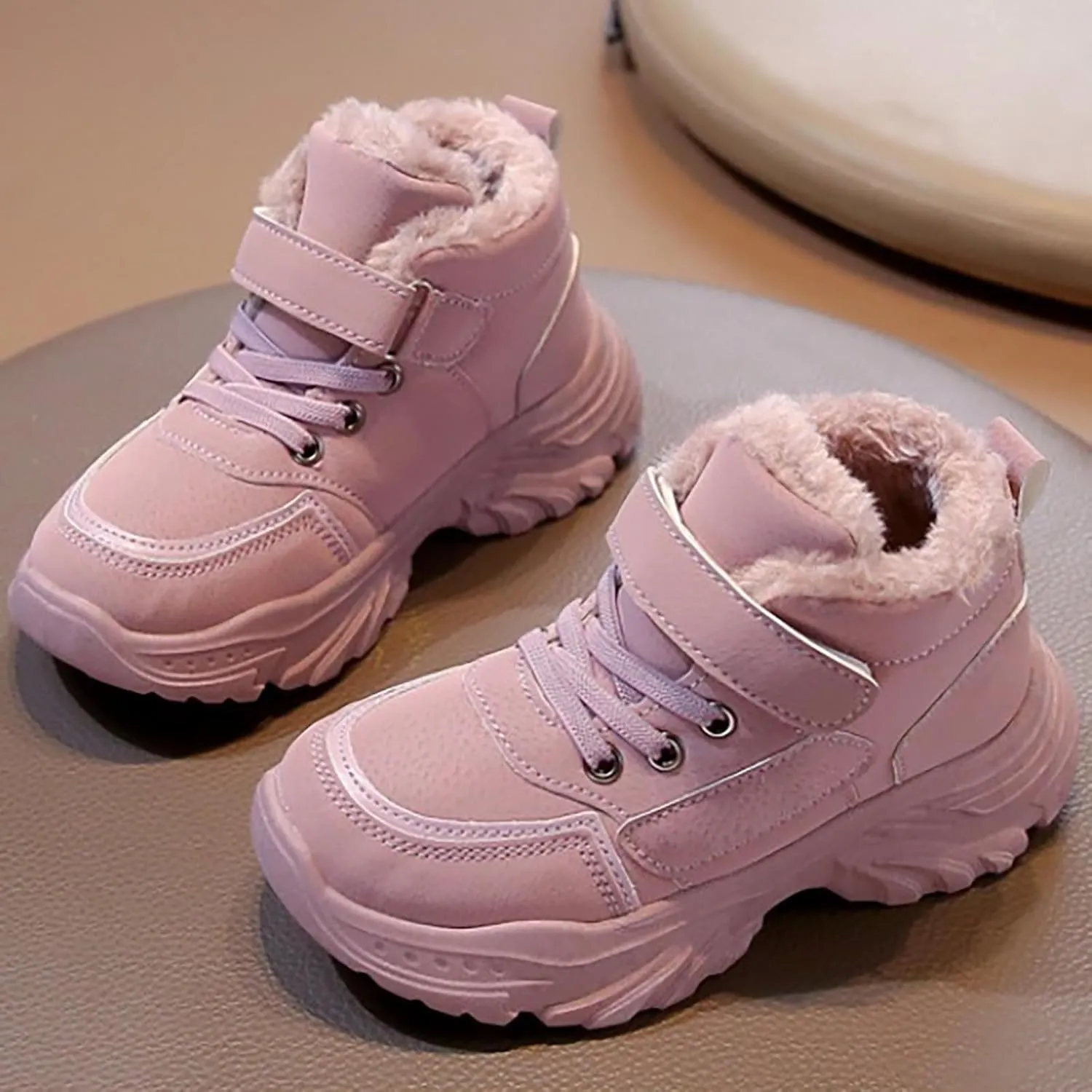 Boys Girls Snow Ankle Boots Winter Slip On Warm  Lined Lightweight Water-Proof Cold Weather Sport Shoes