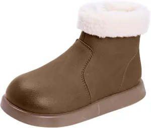 Girls Fuzzy Warm Winter Short Boots with Furry Faux Fr ining Thick Bootie Shoes for Toddler Little/Big Kids