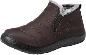 Ladmiple Winter Boots For Women Waterproof Snow Wide Width Fur Lining Comfortable Slip On Outdoor Warm Ankle Booties
