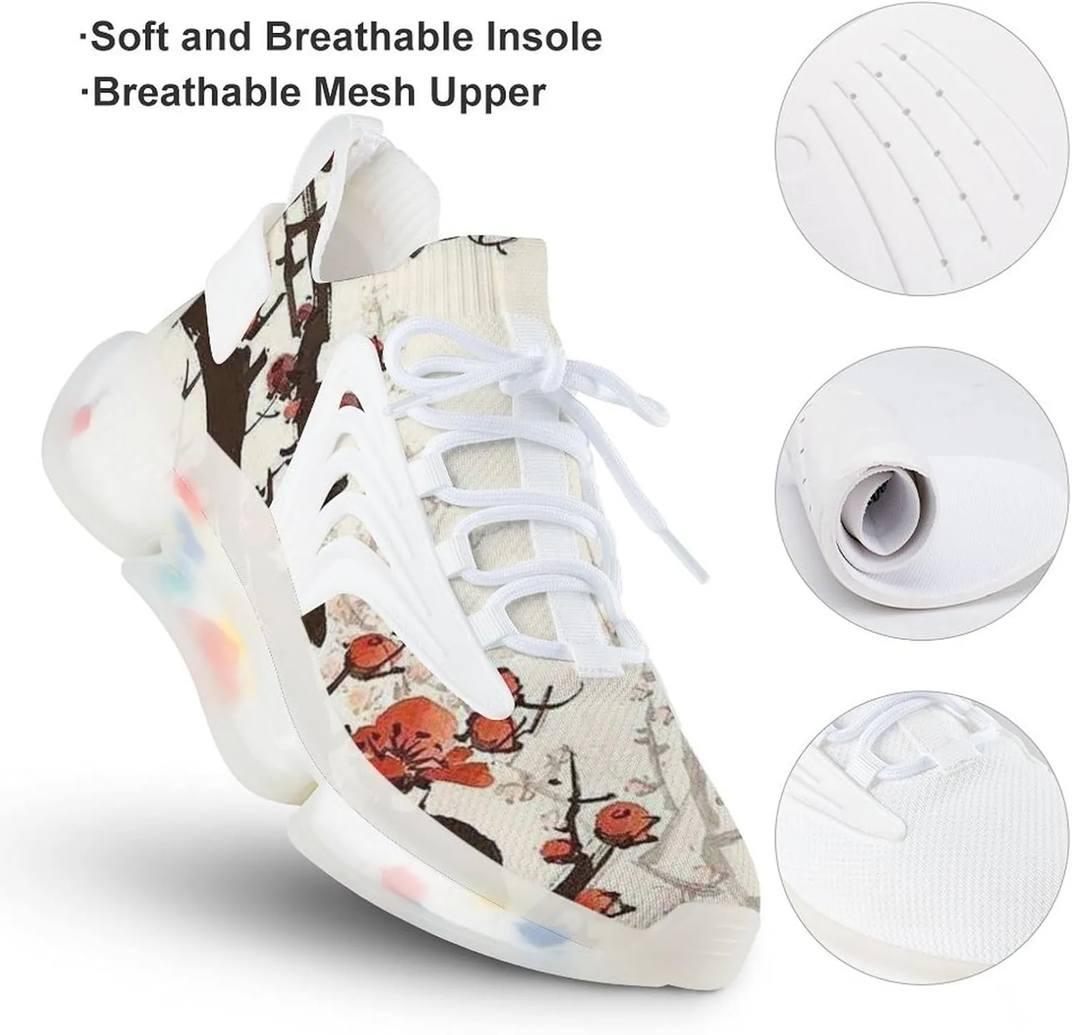 Men's Fashion Breathable 3D Tattoo Printing Trail Running Sneakers, Walking Excursion Shoes, Sports Work Trainers, Footwear Athletic Trekking