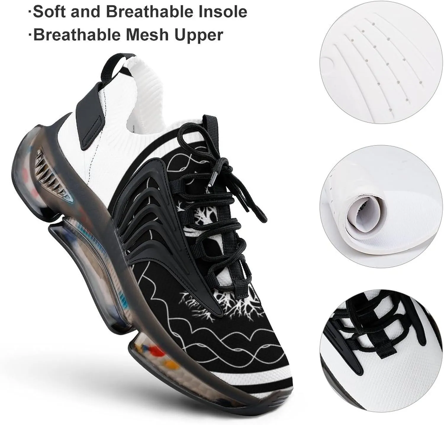 Men's Fashion Breathable 3D Tattoo Printing Trail Running Sneakers, Walking Excursion Shoes, Sports Work Trainers, Footwear Athletic Trekking