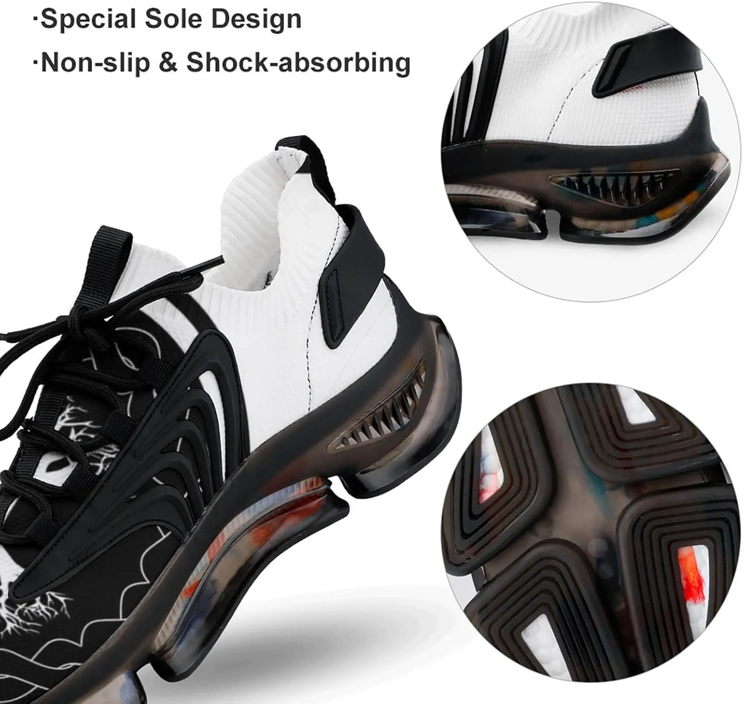 Men's Fashion Breathable 3D Tattoo Printing Trail Running Sneakers, Walking Excursion Shoes, Sports Work Trainers, Footwear Athletic Trekking