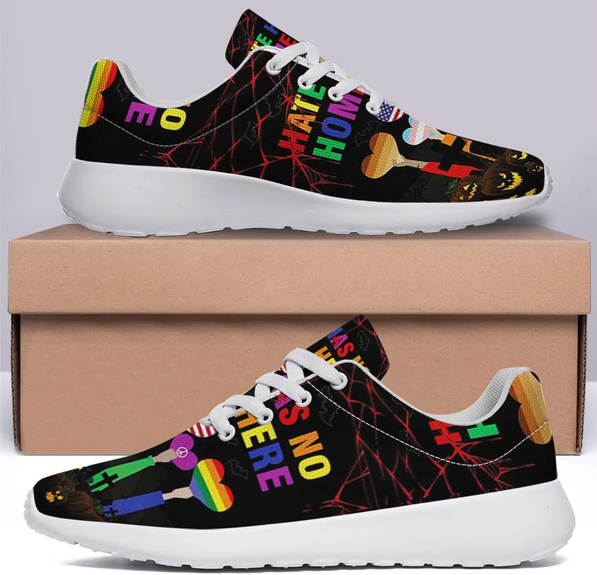 Sonzj-II Hate Has No Home Here LGBT Shoes Women Men Sports Trainers Low Top Anti-Slip Lace Up Trail Sneakers