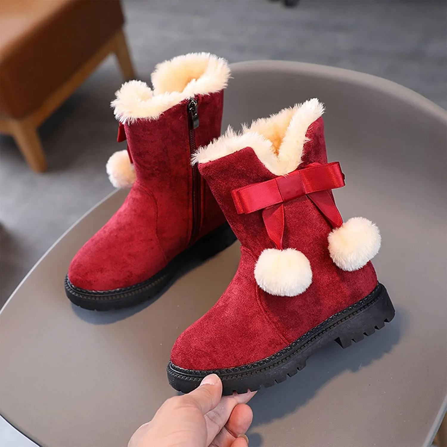 Toddler Snow Boots Faux Fur Lined Winter Snow Boots Warm Ankle Boots Baby Boys Girls Thermal Shoes Kids Winter Shoes