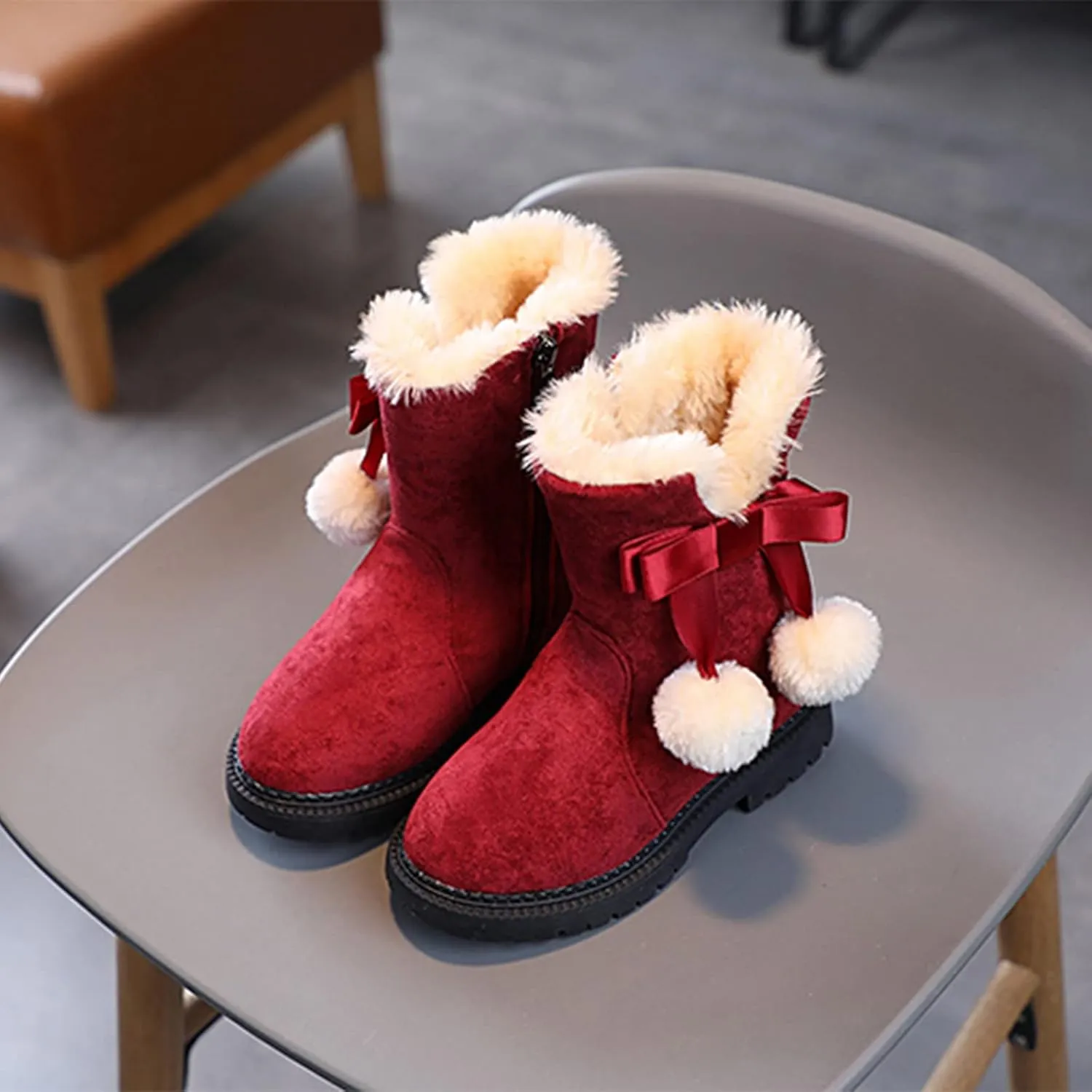 Toddler Snow Boots Faux Fur Lined Winter Snow Boots Warm Ankle Boots Baby Boys Girls Thermal Shoes Kids Winter Shoes