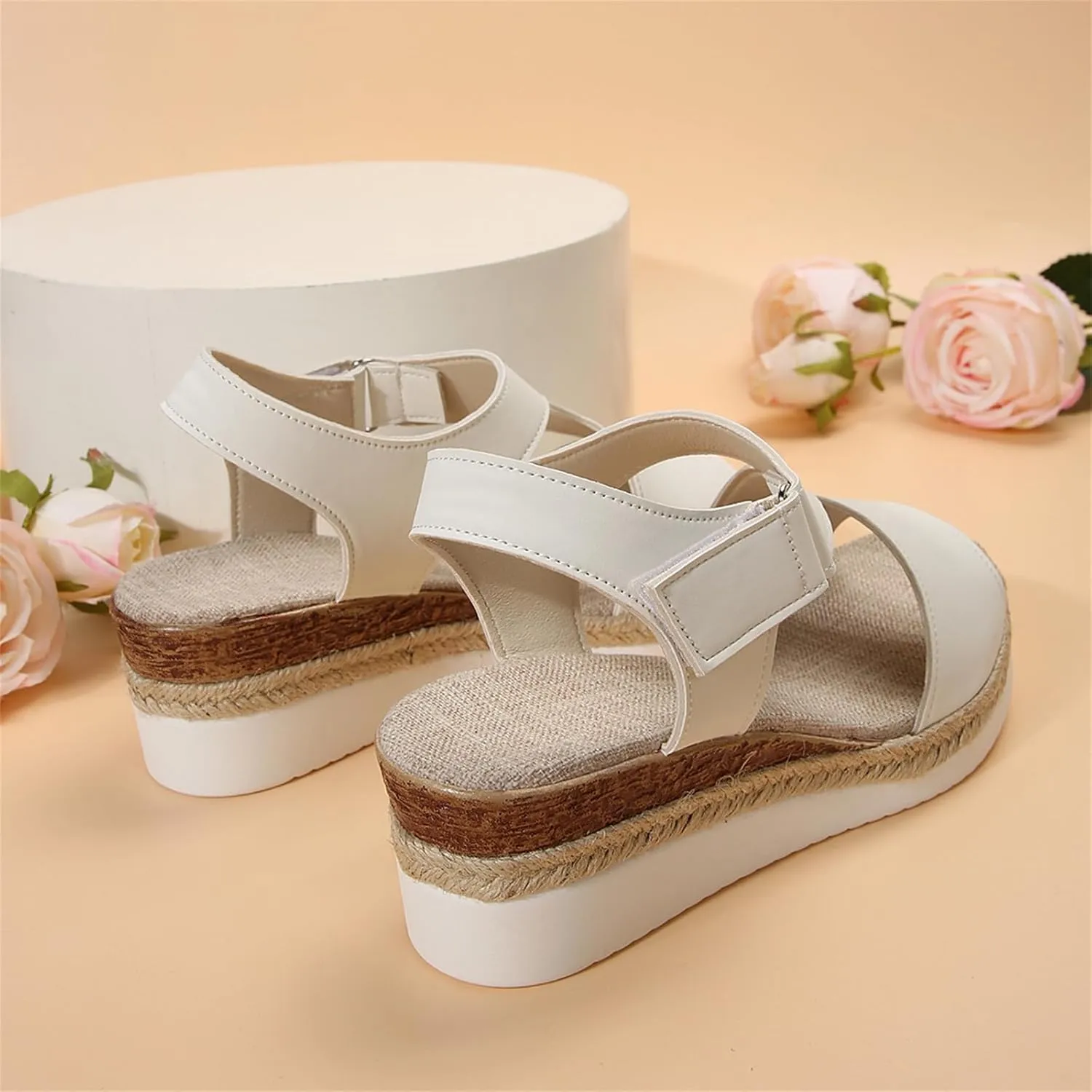 Women's Platform Sandals Open Toe Ankle Strap Wedge Sandal Platform Espadrilles Wedges Sandals Crisscross Slip On Shoes Dressy Summer Shoes Casual Walking Sandal