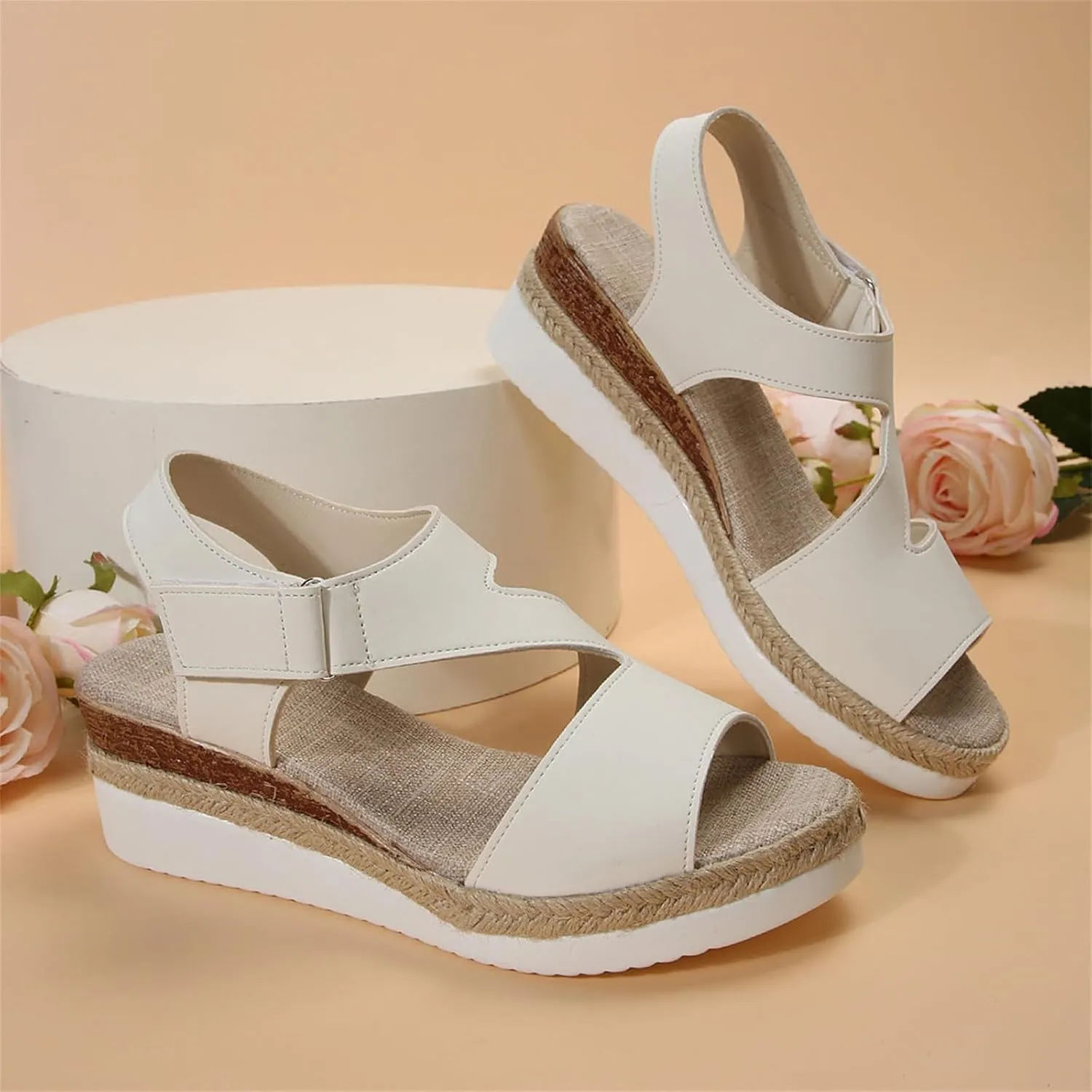 Women's Platform Sandals Open Toe Ankle Strap Wedge Sandal Platform Espadrilles Wedges Sandals Crisscross Slip On Shoes Dressy Summer Shoes Casual Walking Sandal