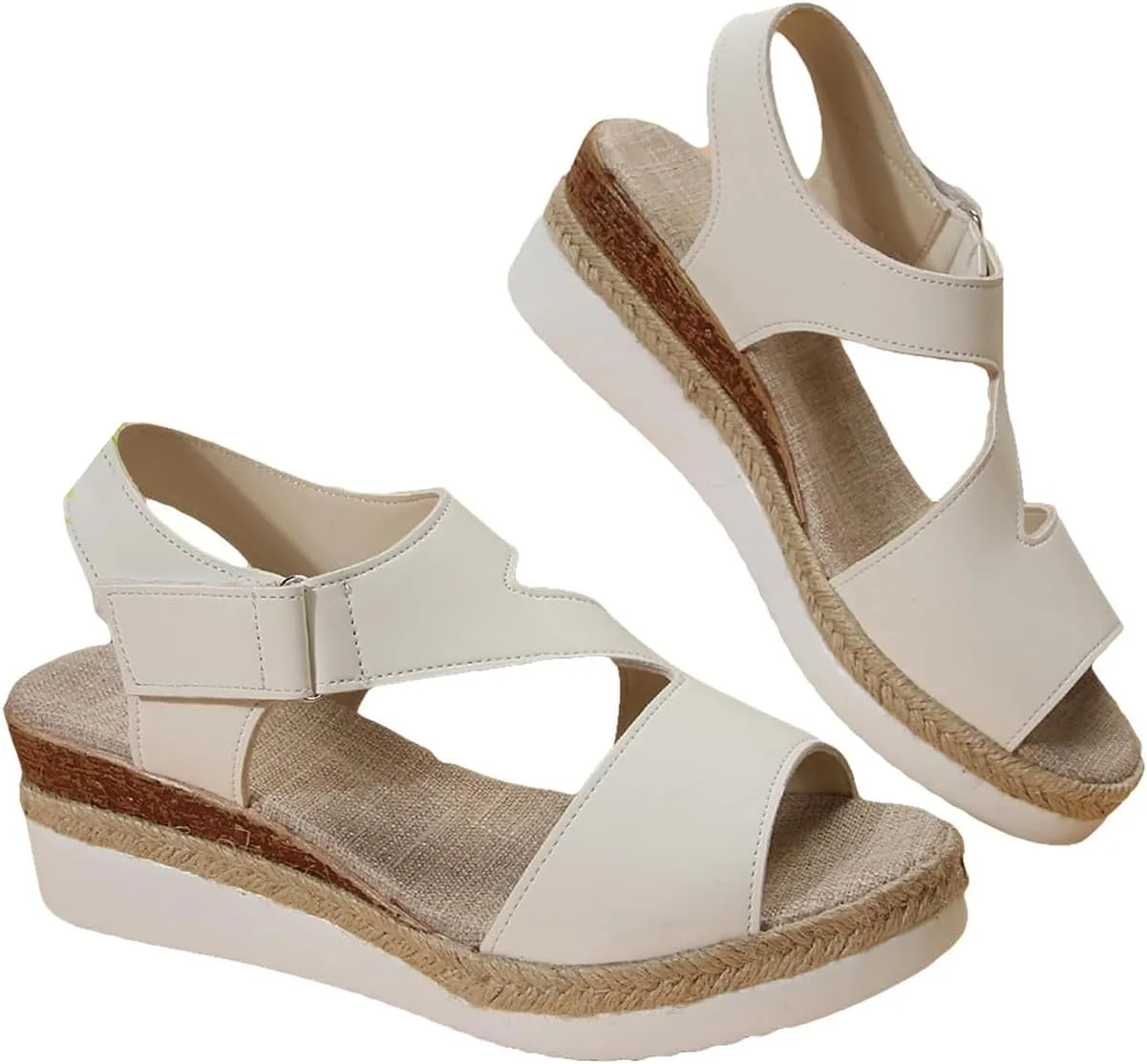 Women's Platform Sandals Open Toe Ankle Strap Wedge Sandal Platform Espadrilles Wedges Sandals Crisscross Slip On Shoes Dressy Summer Shoes Casual Walking Sandal